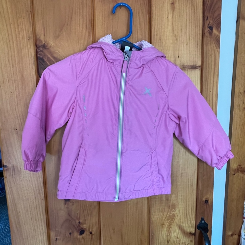 Little girl pink winter jacket.